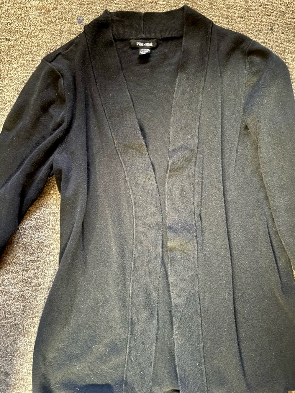 Spring/ Mercer Black Open-Front Knit Cardigan - Classic Layering Piece
